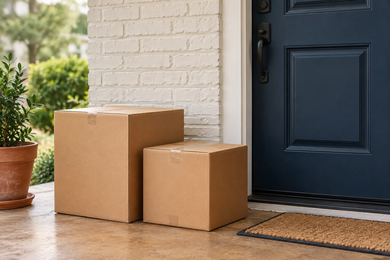 Moving cartons at a Lebanon, TN front door Moving cartons at a Lebanon, TN front door